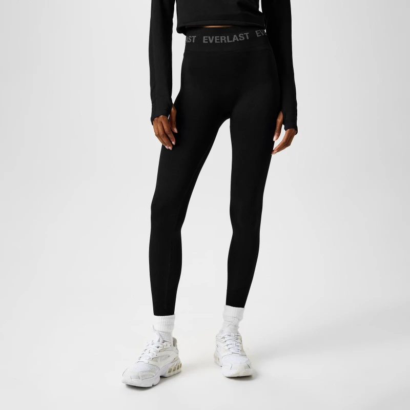 Image of Everlast Seamless Logo Leggings Womens Yoga Pants 6 (34) Black 34763703270