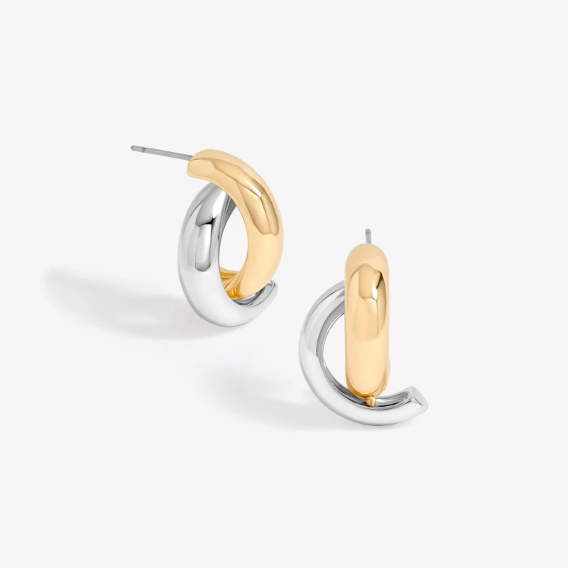 Image of Mood Two Tone Polished Twist Hoop Earrings Multi