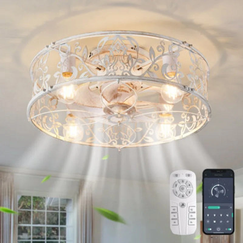 Image of Garwarm 51Cm Farmhouse Reversible Caged Ceiling Fan