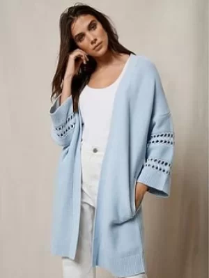 Image of Mint Velvet Mint Velvet Links Links Cotton Edge To Edge Cardigan, Blue Size M Women