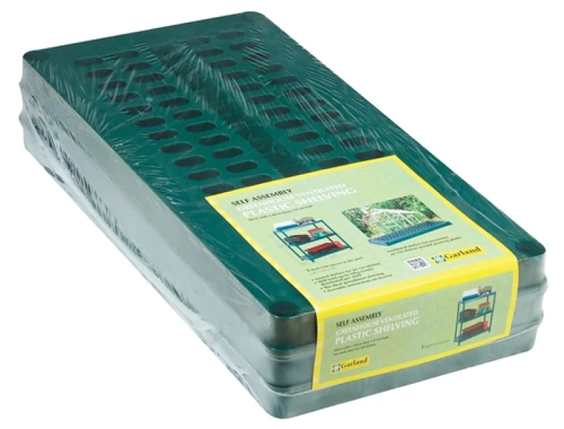 Image of Garland Self Assembly Greenhouse Ventilated Plastic Shelving 3 Shelf Unit 80cm L x 40cm W x 97cm H G08143GR
