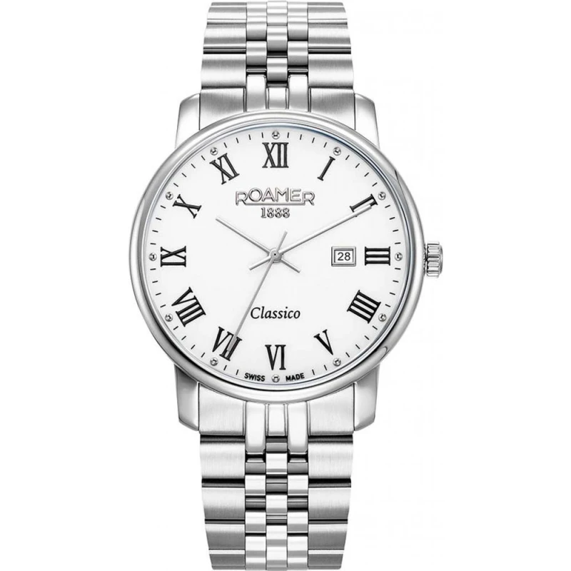 Image of Roamer Roamer Men 971856-41-25-50 Classico 40mm Quartz Watch in Silver Silver One Size Male 7640374890536