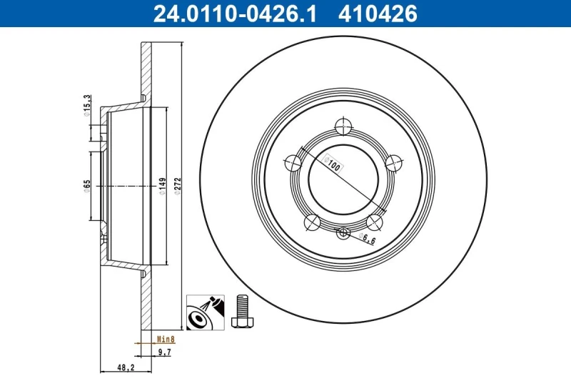 Image of Brake disc ATE 24.0110-0426.1