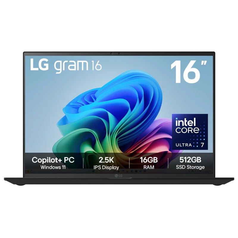 Image of LG gram 16 16Z90TL-G.AU75A1 16" Laptop, Copilot PC - Intel Core Ultra 7, 512GB SSD, Black 8806096453711