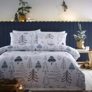 Image of Scandi Trees White Duvet Cover Set