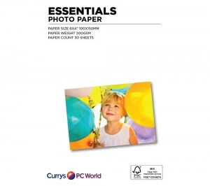 image of Essentials 100 x 150 mm Photo Paper 30 Sheets