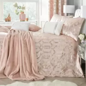 Image of Home Claudette Velvet Foil Print Duvet Cover Set, Blush, Super King - By Caprice