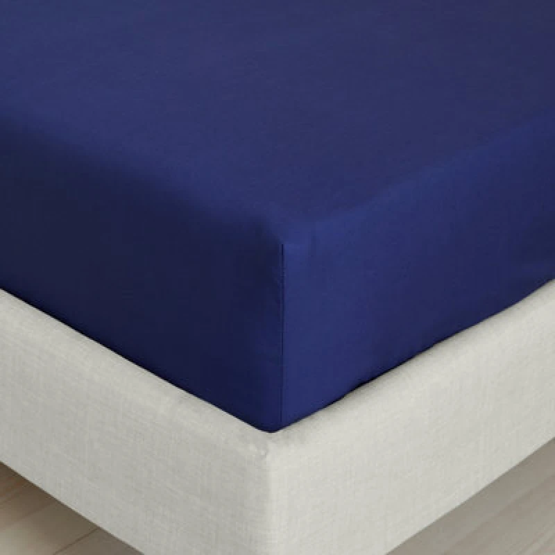Image of Bianca '200 Thread Count Cotton Percale' 32cm Depth Sheet Navy