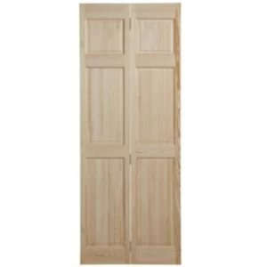 Image of 6 Panel Clear pine Unglazed Internal Bi fold Door H1981mm W762mm