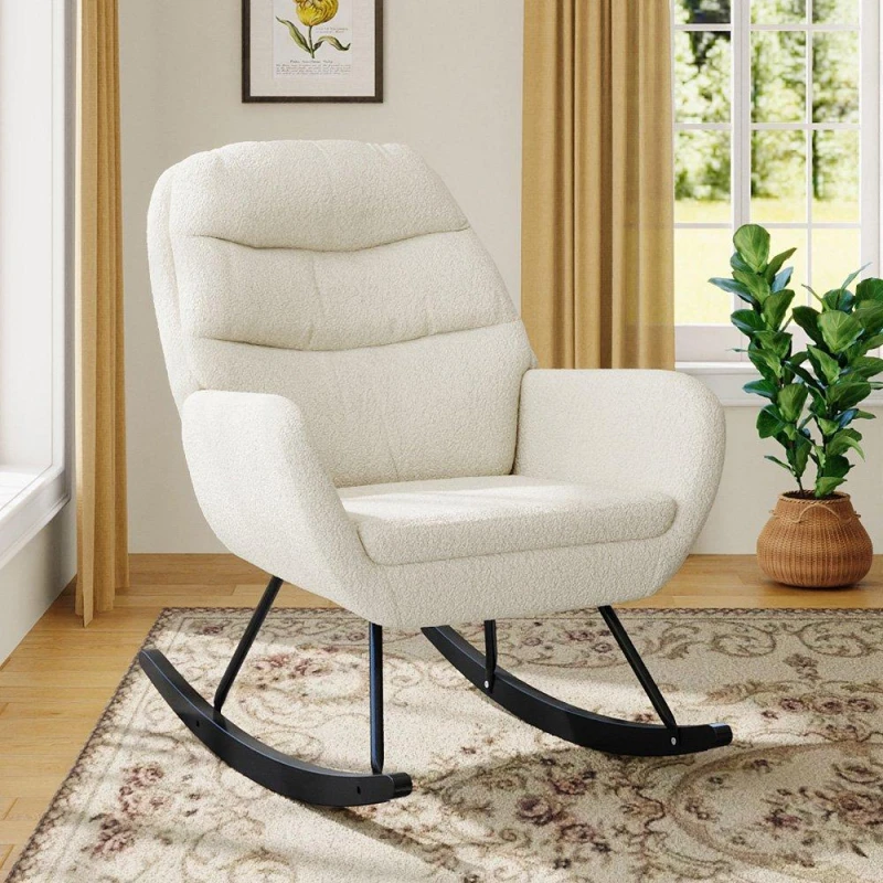 Image of Kabinet UK Teddy Fleece Upholstered Rocking Chair Beige unisex One size