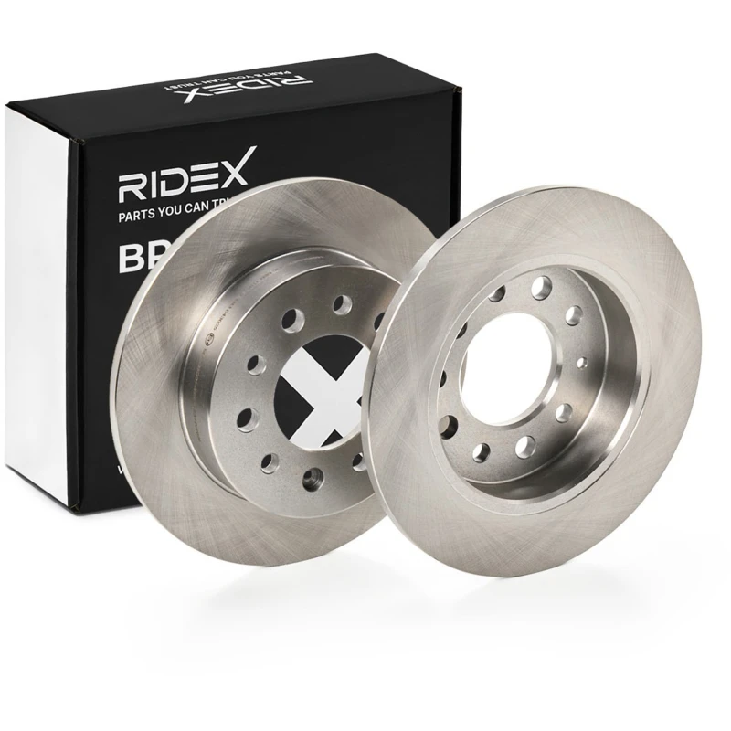 Image of RIDEX 82B0276 Brake disc Rear Axle, solid, Cast Iron, Uncoated, Untreated, without bolts/screws Cast Iron Brake Disc (82)