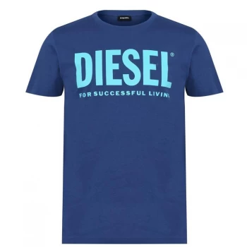 Diesel Text Logo T Shirt - Mid Blue 8MG