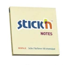 Image of Value Stickn Sticky Notes 76x76mm Pastel Yellow PK12