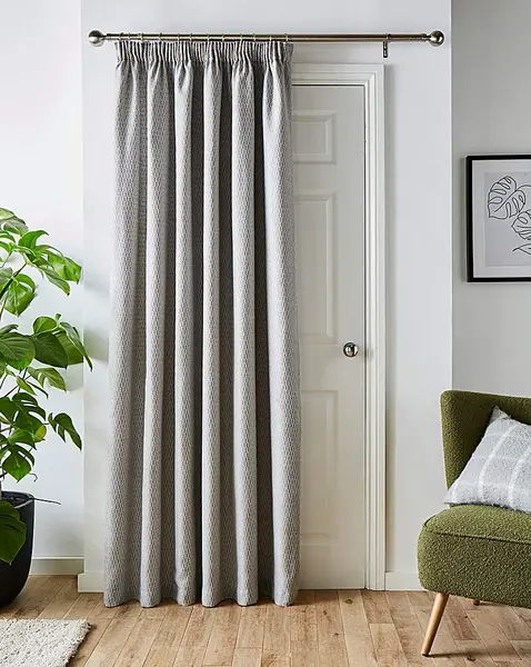 image of JD Williams Herringbone Tweed Door Curtain Grey 165X213 MN08101