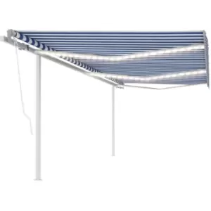 image of Vidaxl - Manual Retractable Awning with LED 6x3.5 m Blue and White Blue