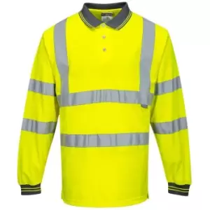 image of S277YER5XL - sz 5XL Hi-Vis Long Sleeved Polo - Yellow - Yellow - Portwest