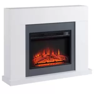 Image of HOMCOM Electric Fireplace Suite with Remote Control, 2000W Freestanding Fireplace Heater with LED Flame Effect, Overheat Protection, White