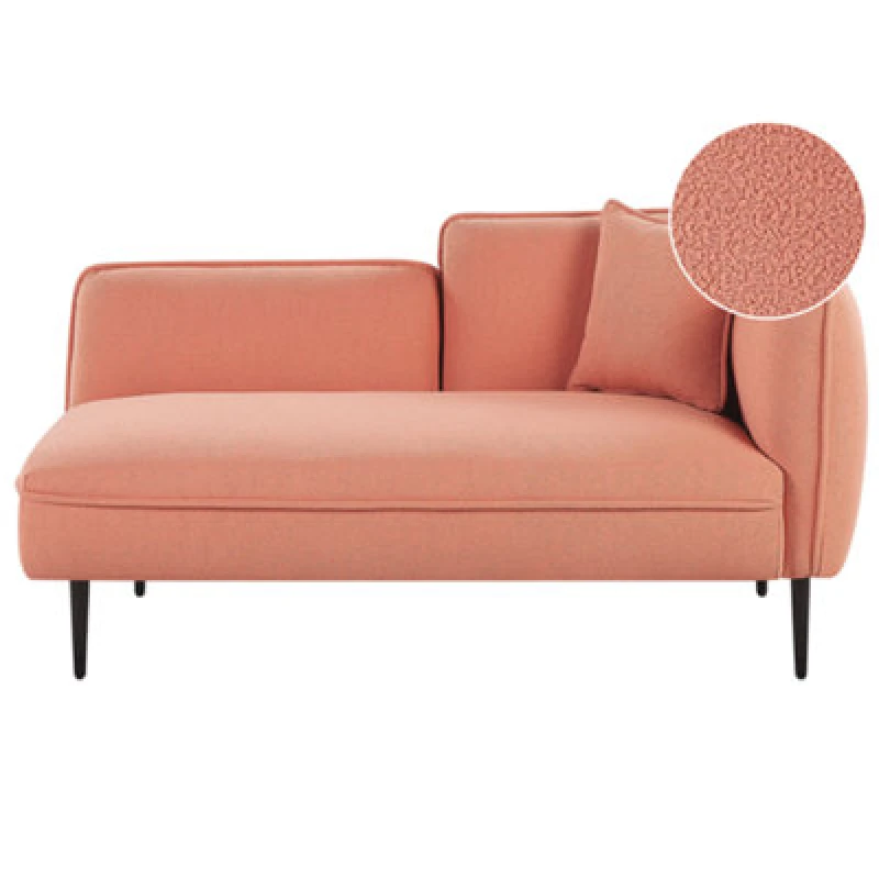 Image of Beliani Right-Hand Chaise Lounge Chevannes Boucle Peach Pink