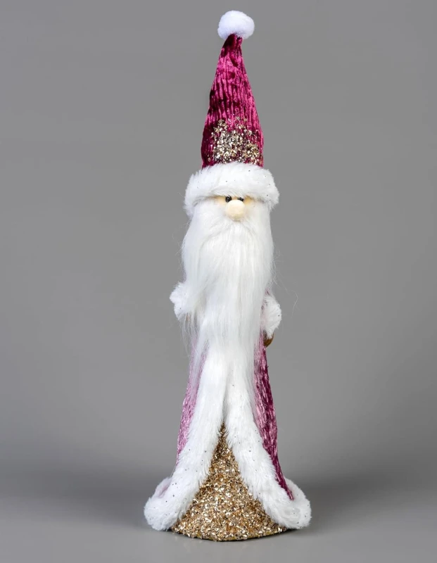 Image of Shatchi 34cm Santa Burgundy / Gold - Christmas Figurine Gold