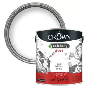 image of Crown Quick Dry Gloss Paint Pure Brilliant White - 2.5L