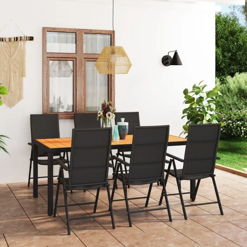 Image of VIDAXL 7 Piece Garden Dining Set Black and Brown Vidaxl 8720286228227
