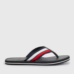 Image of Tommy Hilfiger Mens Elevated Leather Beach Flip Flops - Desert Sky - UK 10