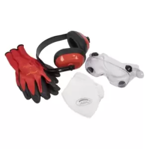 image of Worksafe Flexi Grip Gloves, FFP1 Mask, Goggles & Ear Defenders