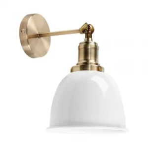 Image of Wilhelm Antique Brass Style Wall Light with White Shade