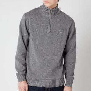 Image of Gant Mens Casual Cotton Half Zip Sweatshirt - Dark Grey Melange - XXL