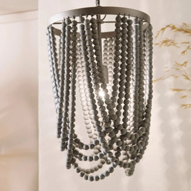 Image of Pacific Lifestyle Bonneval Grey Wash Wood Bead Sash Pendant