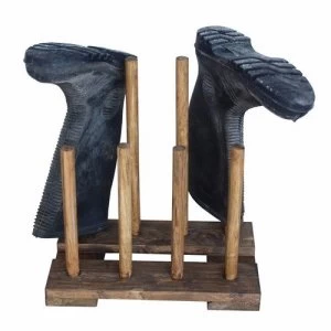 Image of Hadley Reclaimed Wooden Boot and Wellie Floor Rack - Medium Oak - 6 Boot