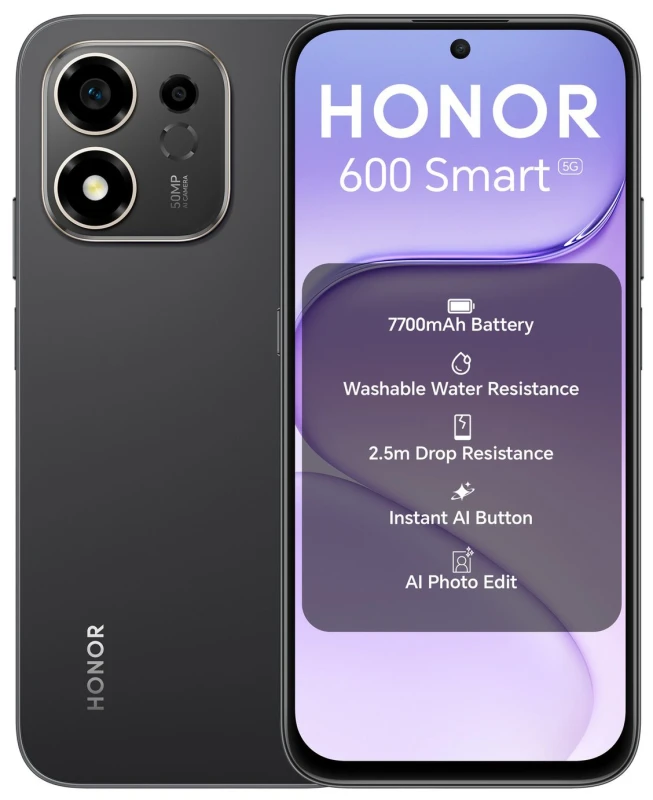 Image of HONOR SIM Free HONOR 600 Smart 5G 128GB AI Mobile Phone - Velvet Black
