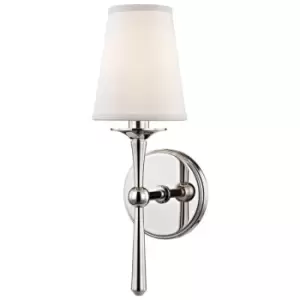 image of Hudson Valley Islip 1 Light Wall Sconce Polished Nickel with Off White Shade