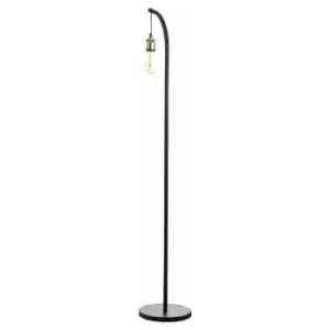 Image of Industrial Black And Brass Floor Lamp Inc Bulb