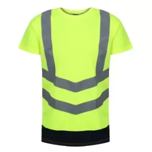 Image of Regatta Mens Pro Hi-Vis Short-Sleeved T-Shirt (L) (Yellow/Navy)
