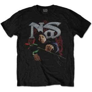 Image of Nas - Red Rose Mens Large T-Shirt - Black