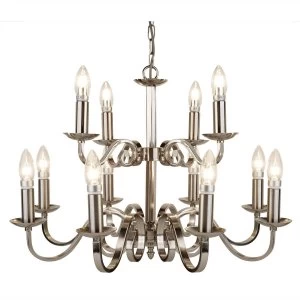 image of 12 Light Chandelier Satin Silver Finish, E14