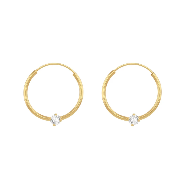 Image of Be You 9ct Yellow Gold CZ Sleeper Earring Yellow Gold female 14mm