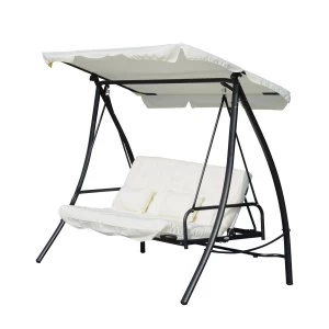 Image of Outsunny 3 Seater Swing Chair 2-in-1 Hammock Bed Patio Garden Cushion Outdoor w/ Canopy