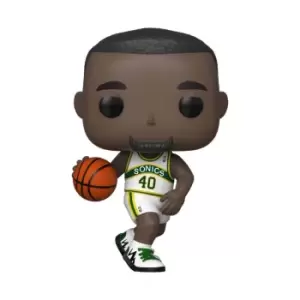 image of NBA Legends Shawn Kemp Sonics Home Jersey Pop! Vinyl Figure