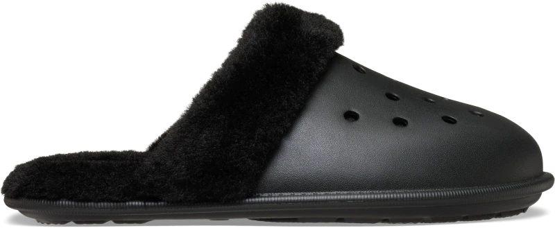 Image of Crocs Unisex Classic Fuzz Scuff Slippers Black W4/M3