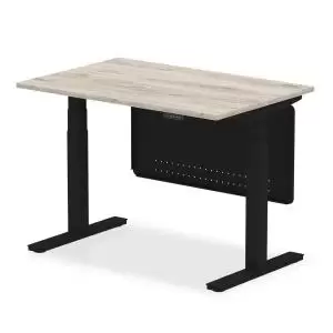 image of Air 1200 x 800mm Height Adjustable Desk Grey Oak Top Black Leg With