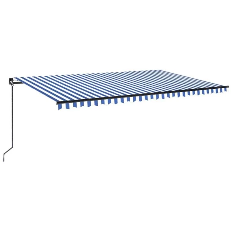 Image of VIDAXL Manual Retractable Awning with LED 500x300cm Blue and White Vidaxl 8720286394656