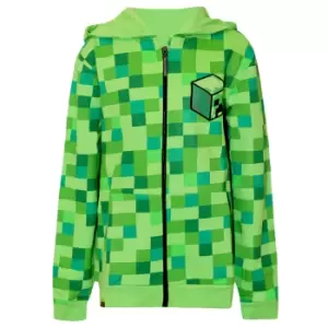 Image of Minecraft Childrens/Boys Creeper Character Hoodie (Years (9-10)) (Pixel Green)