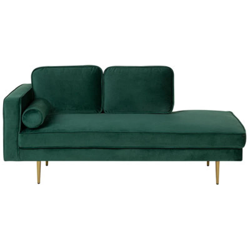Image of Beliani Left-Hand Chaise Lounge Miramas Velvet Emerald Green