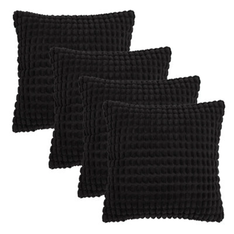 Image of OHS OHS 4 Pack Bobble Cushion Covers Home Decor Set in Black Size: 45cm x 45cm Black 45cm x 45cm Unisex 5027434218394