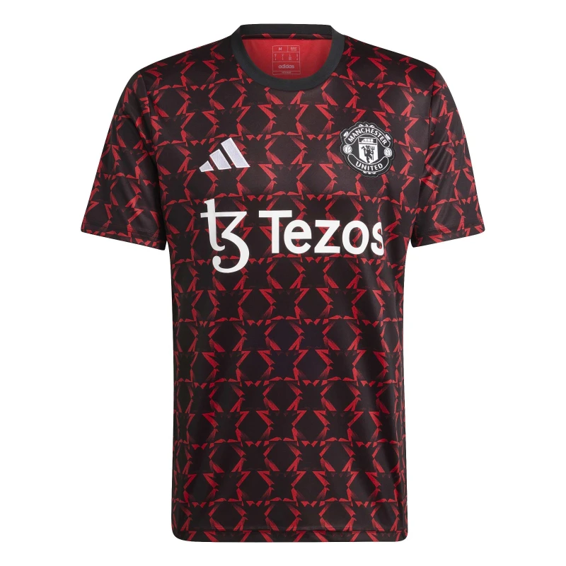 Image of adidas Manchester United Pre Match Shirt 2024 2025 Adults Licensed Short Sleeve T-Shirts S Black 36413903350