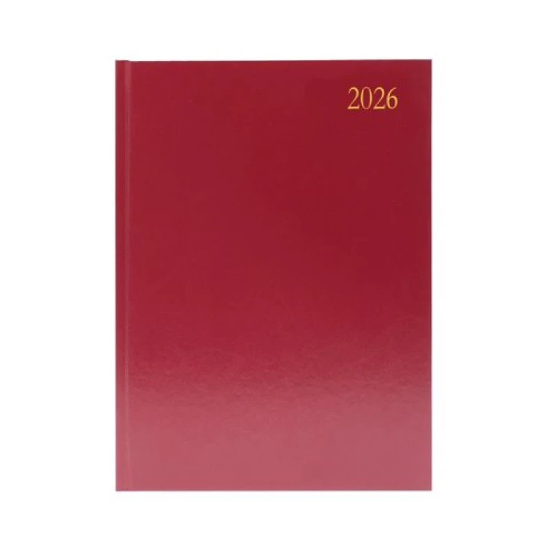 Image of 5 Star Desk Diary Week To View A4 Burgundy 2026 KFA43BG26