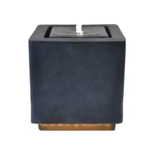 Image of Ivyline Dark Grey Granite LED Cube Outdoor Electric Water Feature Elite