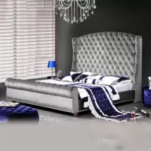 Image of Envisage Trade - Rosio Upholstered Beds - Plush Velvet, Small Double Size Frame, Silver - Silver